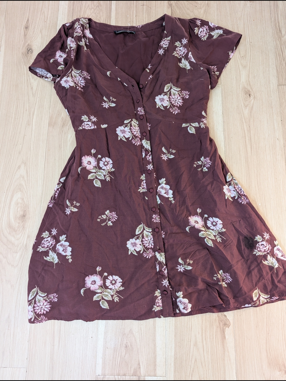 Abercrombie & Fitch Burgundy Floral Button-Front Dress - Picture 2 of 3